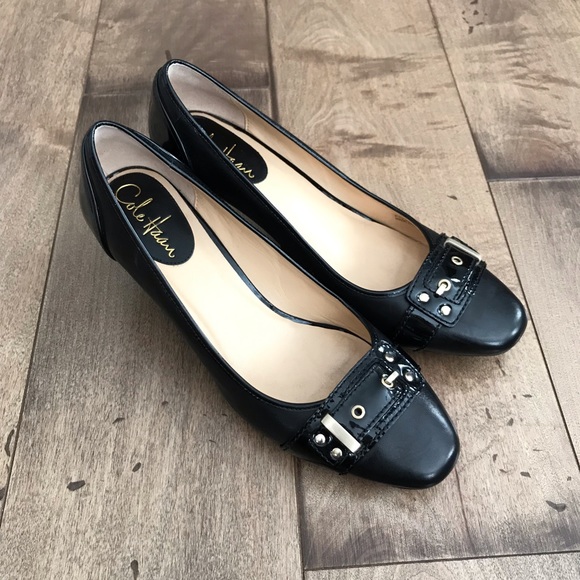 Cole Haan Shoes - Cole Haan Leather Pumps Heels Black Buckle 7.5